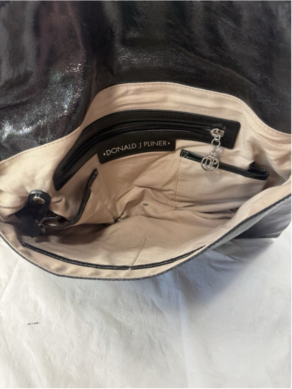 Donald J Pliner Black Leather Bag Purse - Picture 7 of 15